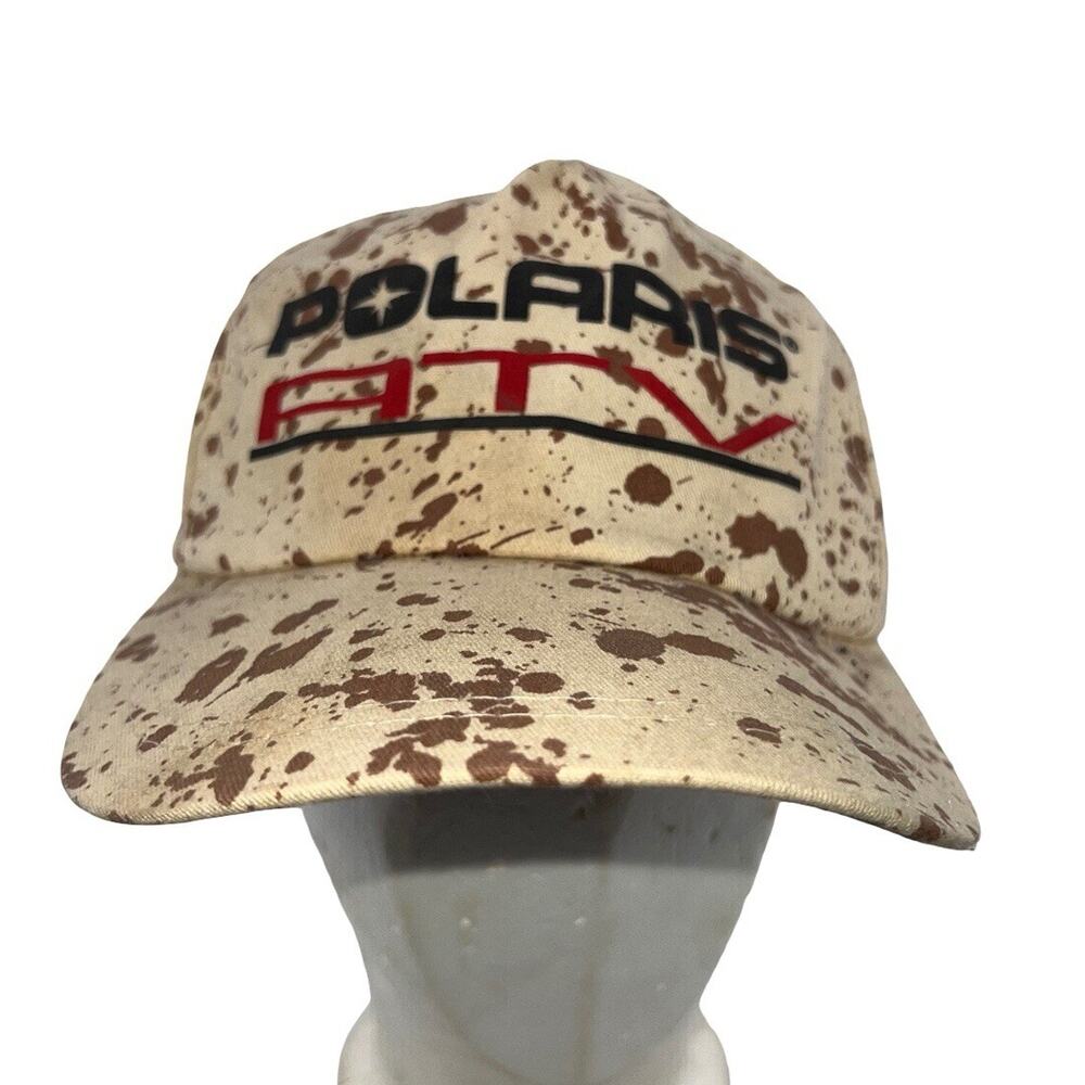 Vintage 90s Polaris ATV Mud Splatter AOP America's Legend Snapback Hat Cap USA
